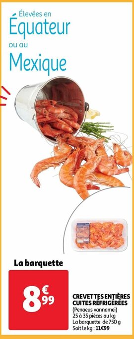 Auchan Crevettes entières cuites réfrigérées offre