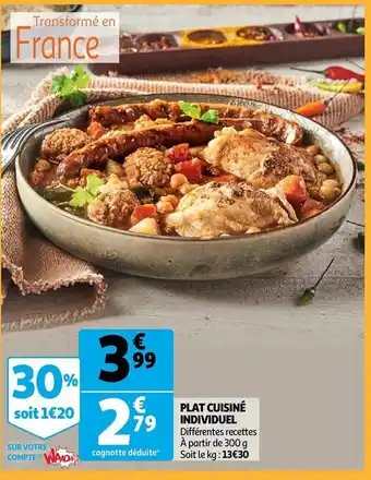 Auchan Plat cuciné individuel offre