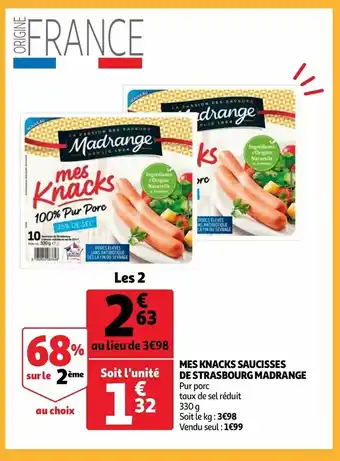 Auchan Mes kncks saucisses de strasbourg madrange offre