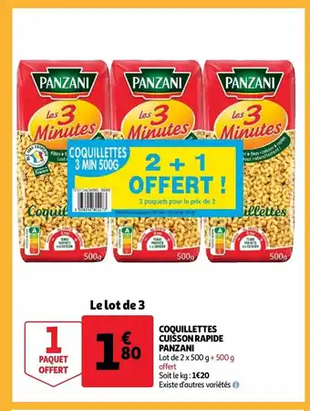Auchan Coquillettes cuisson rapide panzani offre