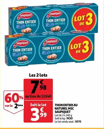 Auchan Thon Entier Au Naturel MSC offre