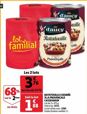 Auchan Ratatouille Cuisinée À La Provençale offre