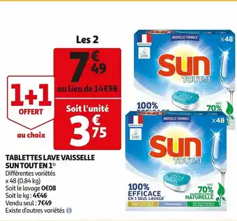 Auchan Tablettes Lave Vaisselle Sun Tout En1 offre