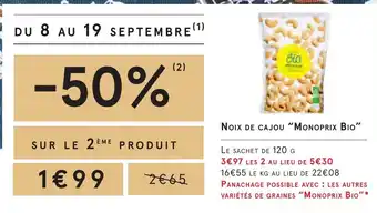 Monoprix Noix De Cajou Monoprix Bio offre