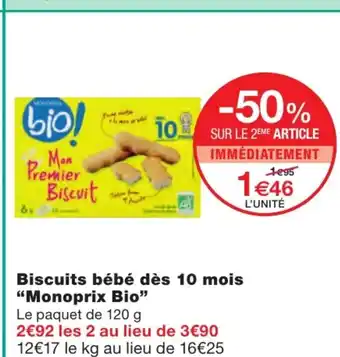 Monoprix Biscuits Bébé Dès 10 Mois offre