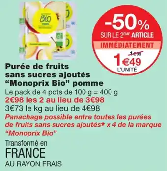 Purée De Fruits Sans Sucres Ajoutés