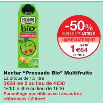 Monoprix Nectar Pressade Bio Multifruits offre