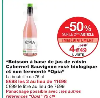 Monoprix Boisson À Base De Jus De Raisin Cabernet Sauvignon Rosé Biologique offre