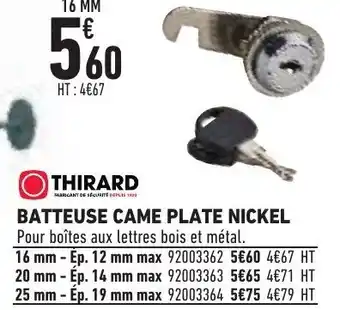 Brico Cash Batteuse Came Plate Nickel offre