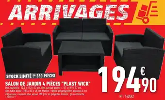 Brico Cash Salon De Jardin 4 Pièces "Plast Wick" offre