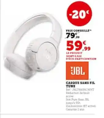Hyper U Casque sans fil tune offre