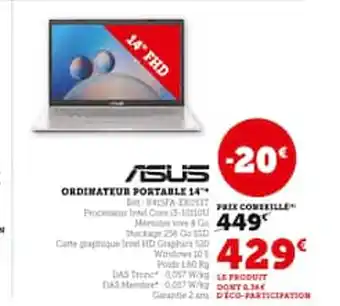 Hyper U ORDINATEUR PORTABLE 14 offre
