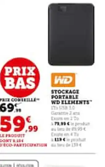 STOCKAGE PORTABLE WD ELEMENTS