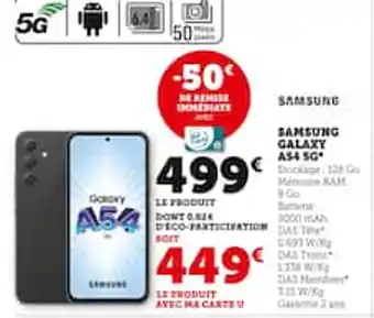 Hyper U SAMSUNG galaxy a54 offre