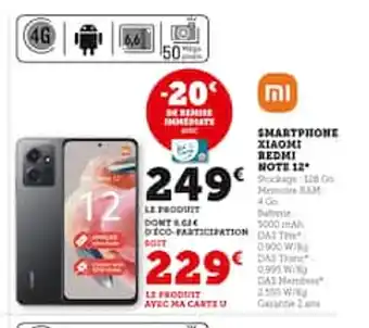 Hyper U Smartphone xiaomi redmi note offre