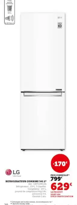 Hyper U Refrigerateur combine offre