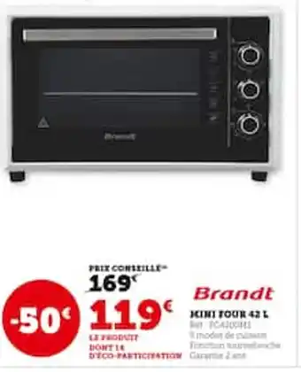 Hyper U Brandt mini four 42L offre