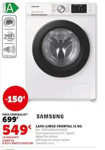 Hyper U Lave linge frontal offre