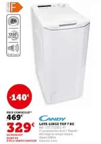 Hyper U Candy lave linge top offre