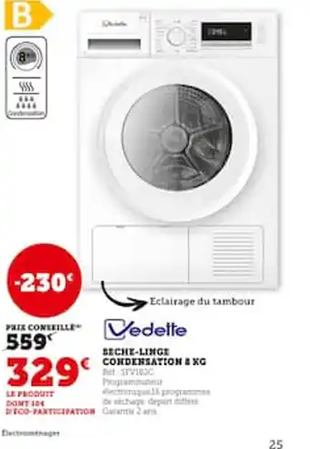 Hyper U Seche linge condensation offre