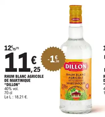 E.Leclerc RHUM BLANC AGRICOLE DE MARTINIQUE offre