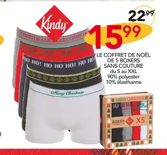 Stokomani Kindy le coffret de noël de 5 boxers sans couture offre