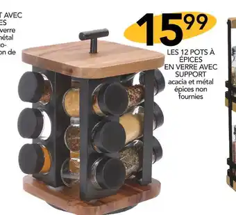 Stokomani Cook'keen les 12 pots à épices en verre avec support offre