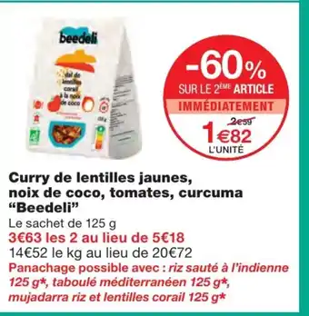 Monoprix Curry de lentilles jaunes offre