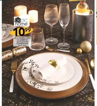 Stokomani Declic'home les 3 verres à pied ou gobelet ou flûte de champagne offre