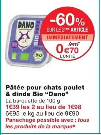 Monoprix Pâtée pour chats poulet & dinde Bio offre