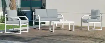 Bricorama Salon de jardin sofa genova-7 - blanc/gris clair mariland dralon - 4 places offre