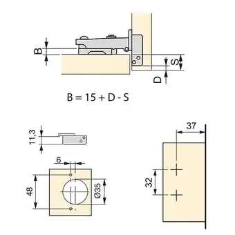 Bricorama Emuca kit charnière droite x91 avec fermeture amortie et embase, embase à visser, titane, acier offre