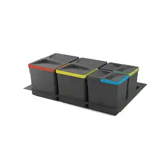 Bricorama Emuca kit de poubelles, 12 l + 12 l + 6 l + 6 l, module 800 mm, plastique, gris anthracite. + base offre