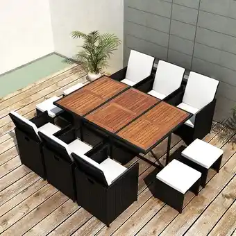 Bricorama Mobilier de jardin 27 pcs noir bois d'acacia résine tressée - noir offre
