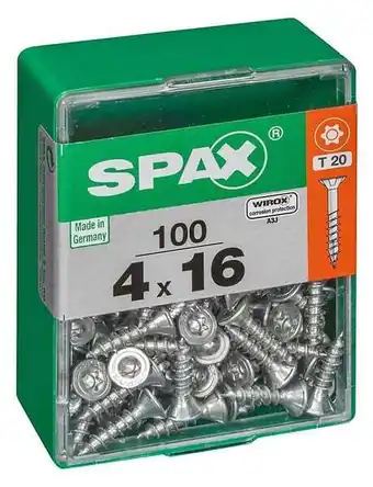 Bricorama Lot de 100 vis acier tête autofraisée plate spax, diam.4 mm x l.16 mm offre