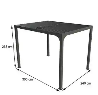 Pergola bioclimatique en aluminium - surface : 7,20 m2 - toit en lames mobiles - gris anthracite