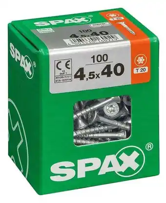 Bricorama Lot de 100 vis acier tête fraisée torx spax, diam.4.5 mm x l.40 mm offre