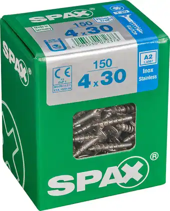 Lot de 150 vis inox tête fraisée torx spax, diam.4 mm x l.30 mm