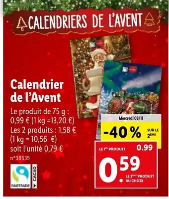 Lidl Calendrier de l'Avent offre