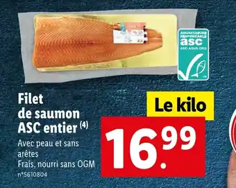 Lidl Filet de saumon ASC entier offre