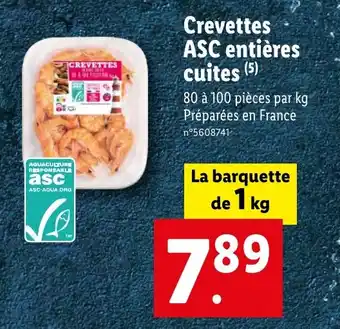 Lidl Crevettes ASC entières cuites offre