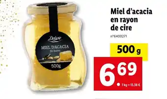 Lidl Miel d'acacia en rayon de cire offre