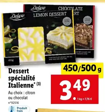 Lidl Dessert spécialité Italienne offre