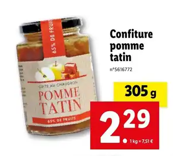 Lidl Confiture pomme tatin offre