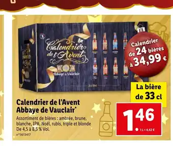 Lidl Calendrier de l'Avent Abbaye de Vauclair* offre
