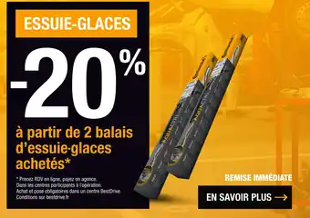 Offre essuie-glaces -20 % à partir de 2 balais d’essuie-glaces achetés