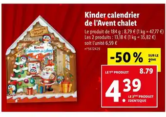 Lidl Kinder calendrier de l'Avent chalet offre