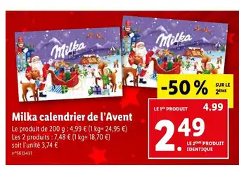Lidl Milka calendrier de l'Avent offre