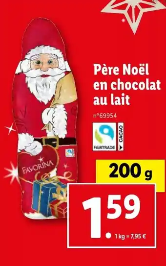 Lidl Père Noël en chocolat au lait offre