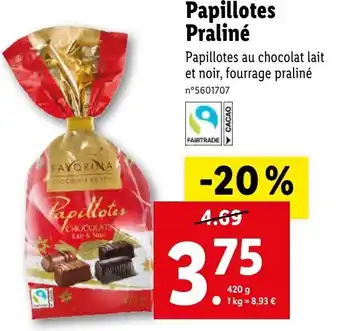 Lidl Papillotes Praliné offre